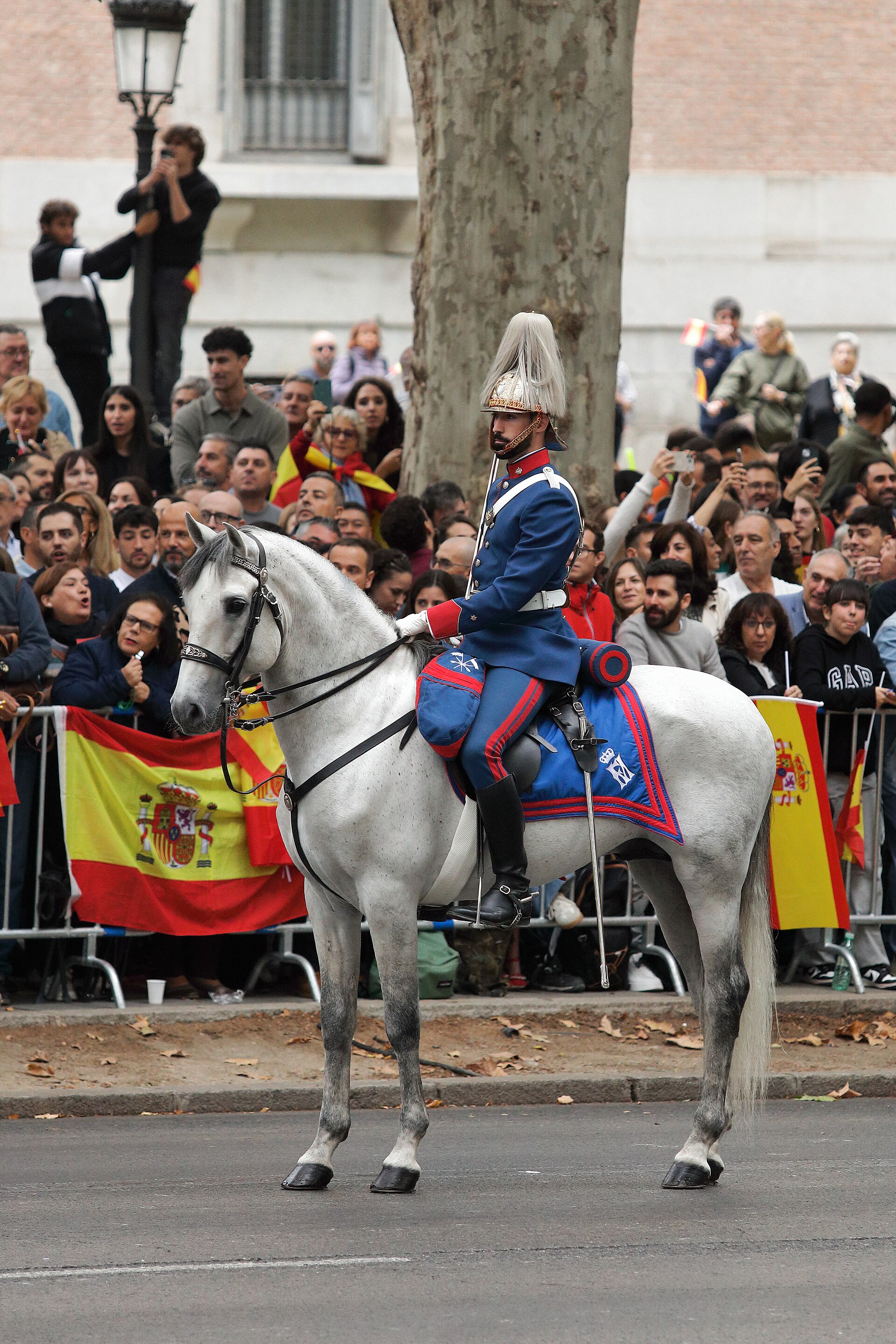 Militar español a caballo durante el desfile del 12 de octubre en Madrid